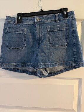 J. Crew Medium Blue Denim Patch-Pocket Shorts